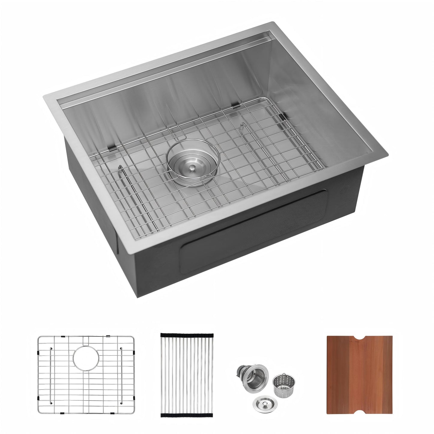 HOMEMYSTIQUE Undermount 21-in x 19-in Stainless steel Single bowl 16 -Gauge Workstation Kitchen Sink