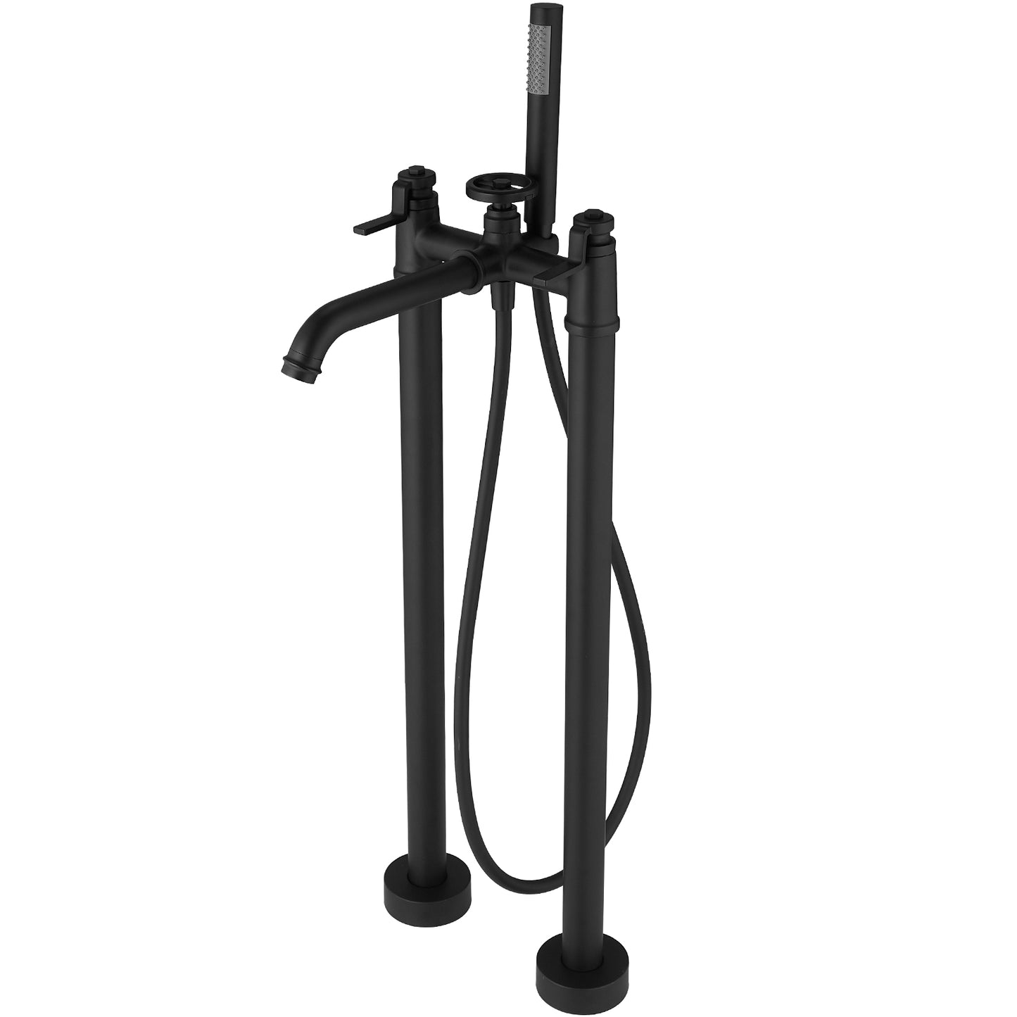 Single Handle Freestanding Tub Faucet with Hand Shower in Matte Black