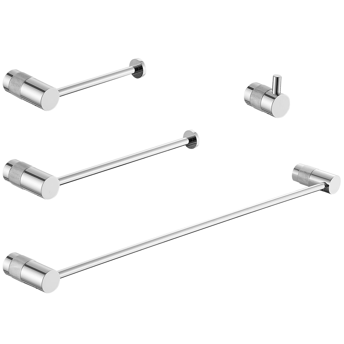 Bathroom Hardware Set 4-Piece Bath Hardware Set with Towel Bar Robe Hook, Toilet Paper Holder in Polished Chrome