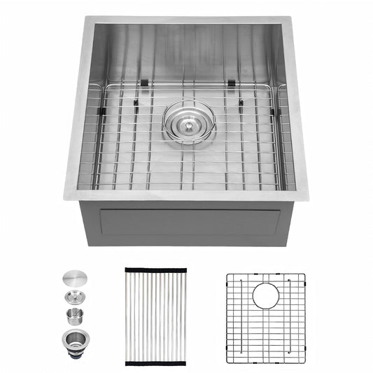 HOMEMYSTIQUE HmySinks Undermount 19-in x 20-in Stainless steel Single bowl 16 -Gauge Kitchen Sink