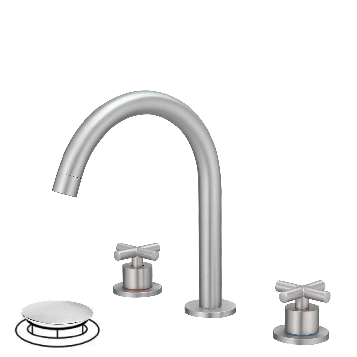 8 in. Widespread Double Handle Bathroom Faucet with Drain Kit Included and Spot Resistant in Brushed Nickel
