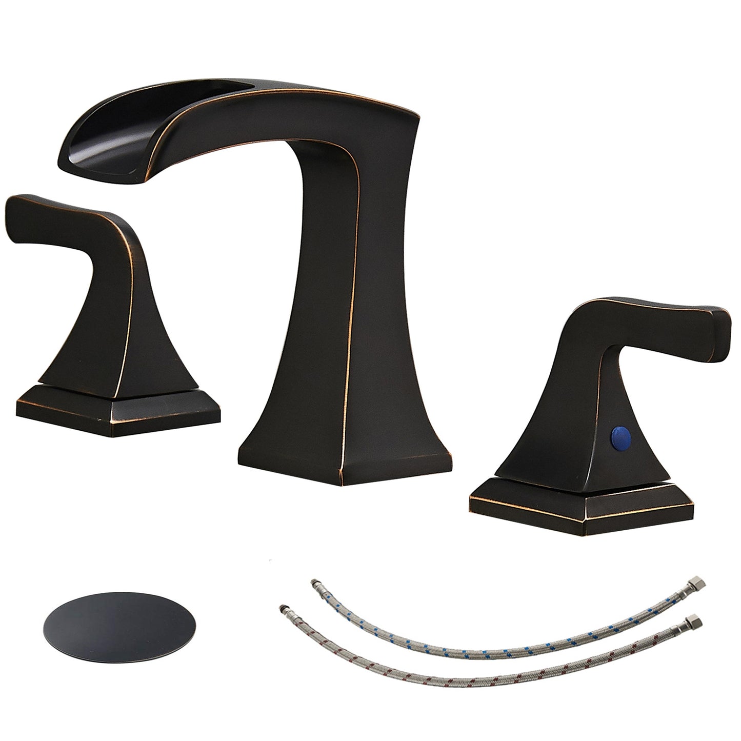 8 in. Widespread Double Handle Bathroom Faucet with Drain Kit Included in Oil rubbed bronze
