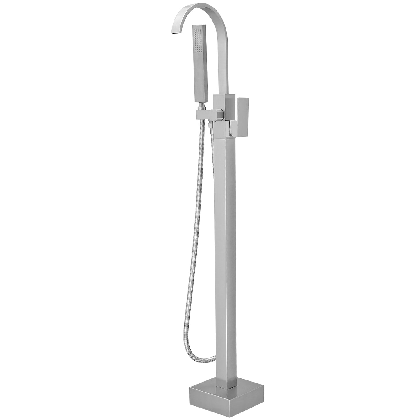 Single-Handle Freestanding Tub Faucet with Hand Shower in Brushed Nickel