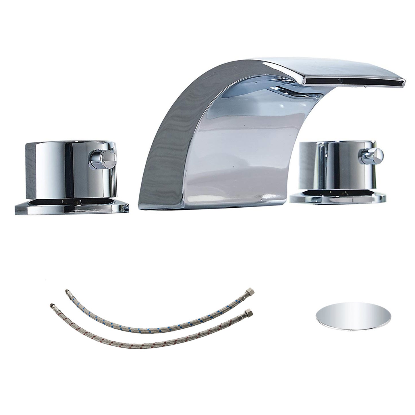 8 in. Widespread Double Handle Bathroom Faucet with Drain Kit Included in Polished Chrome