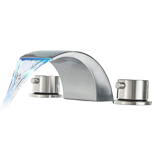 8 in. Widespread Double Handle Bathroom Faucet with Drain Kit Included in Brushed Nickel