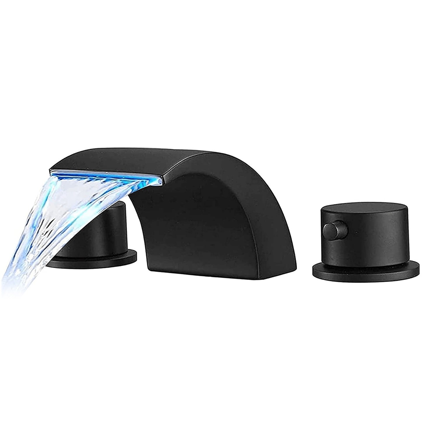 8 in. Widespread Double Handle Bathroom Faucet with Drain Kit Included in Matte Black