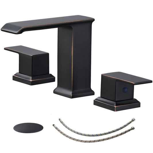 8 in. Widespread Double Handle Bathroom Faucet with Drain Kit Included in Oil Rubbed Bronze