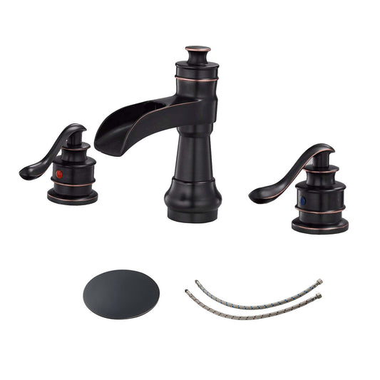 8 in. Widespread Double Handle Bathroom Faucet with Drain Kit Included in Oil Rubbed Bronze