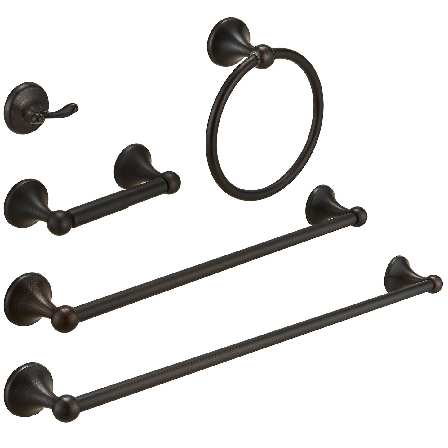 5-Piece Bath Hardware Set with Towel Bar Towel Hook Toilet Paper Holder and Towel Ring Set in Oil Rubbed Bronze