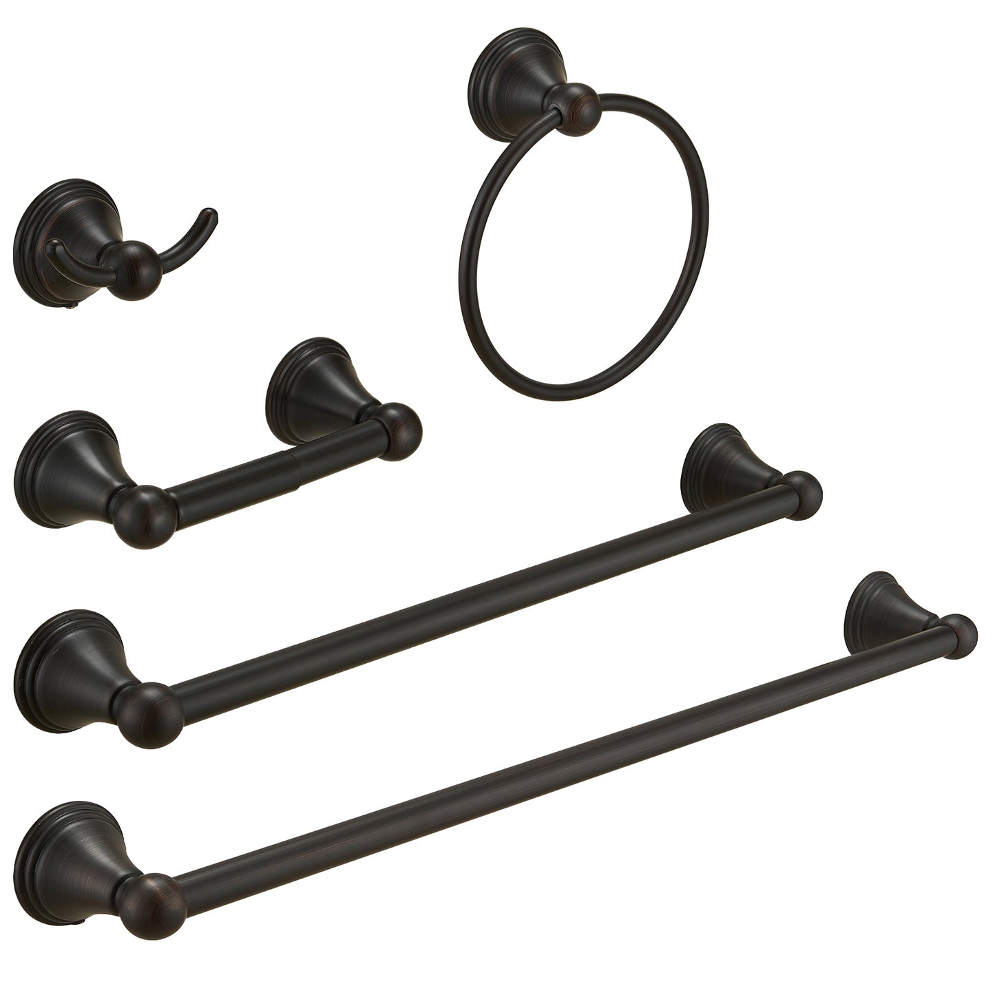 5-Piece Bath Hardware Set with Towel Bar Towel Hook Toilet Paper Holder and Towel Ring Set in Oil Rubbed Bronze