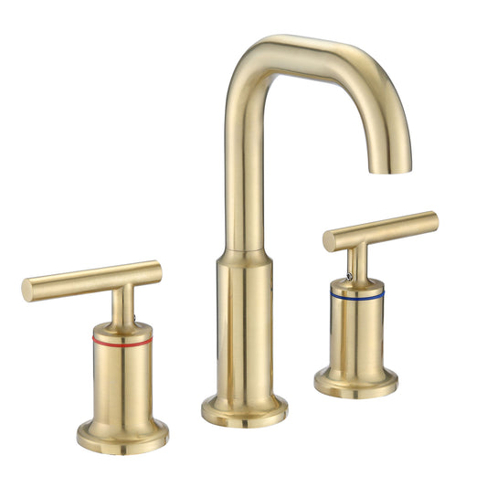 8 in. Widespread Double Handle Bathroom Faucet in Brushed Gold