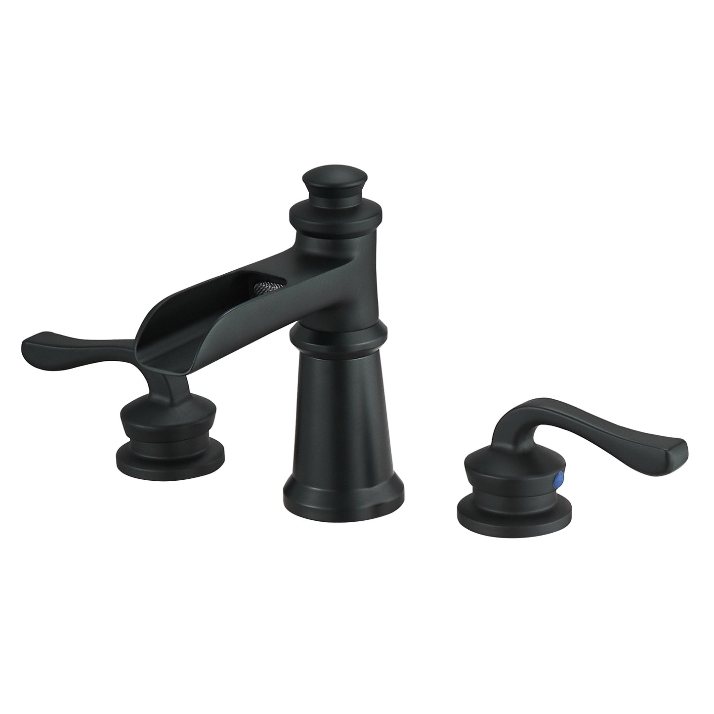 8 in. Widespread Double Handle Bathroom Faucet with Drain Kit Included in Matte Black