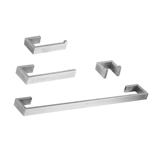 4-Piece Bath Hardware Set with Towel Ring Toilet Paper Holder Towel Hook and 24 in. Towel Bar in Brushed Nickel