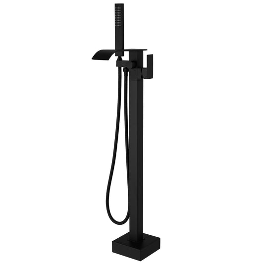 Single-Handle Freestanding Tub Faucet with Hand Shower Brass in Matte Black