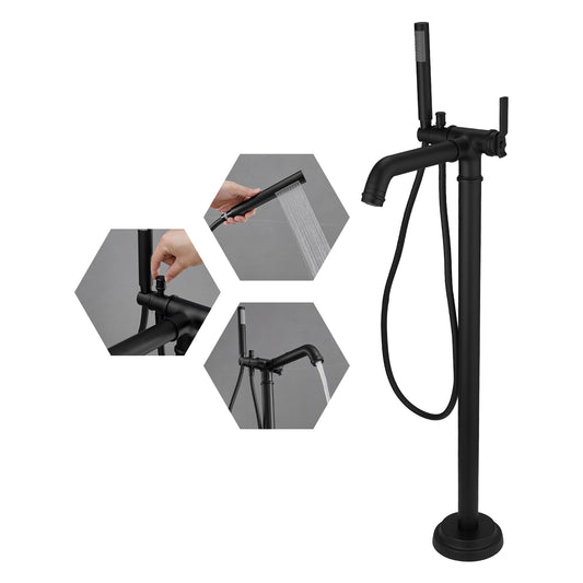 Single-Handle Freestanding Tub Faucet with Hand Shower in Matte Black