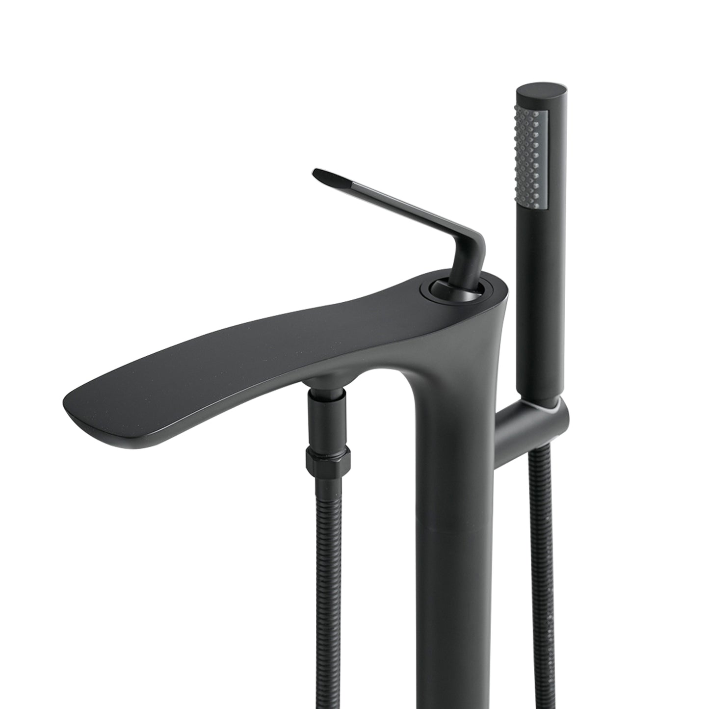 Single-Handle Freestanding Tub Faucet with Hand Shower in Matte Black