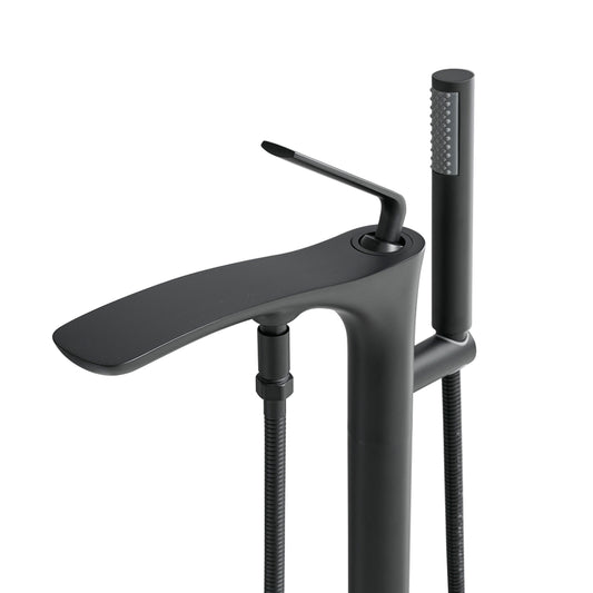 Single-Handle Freestanding Tub Faucet with Hand Shower in Matte Black