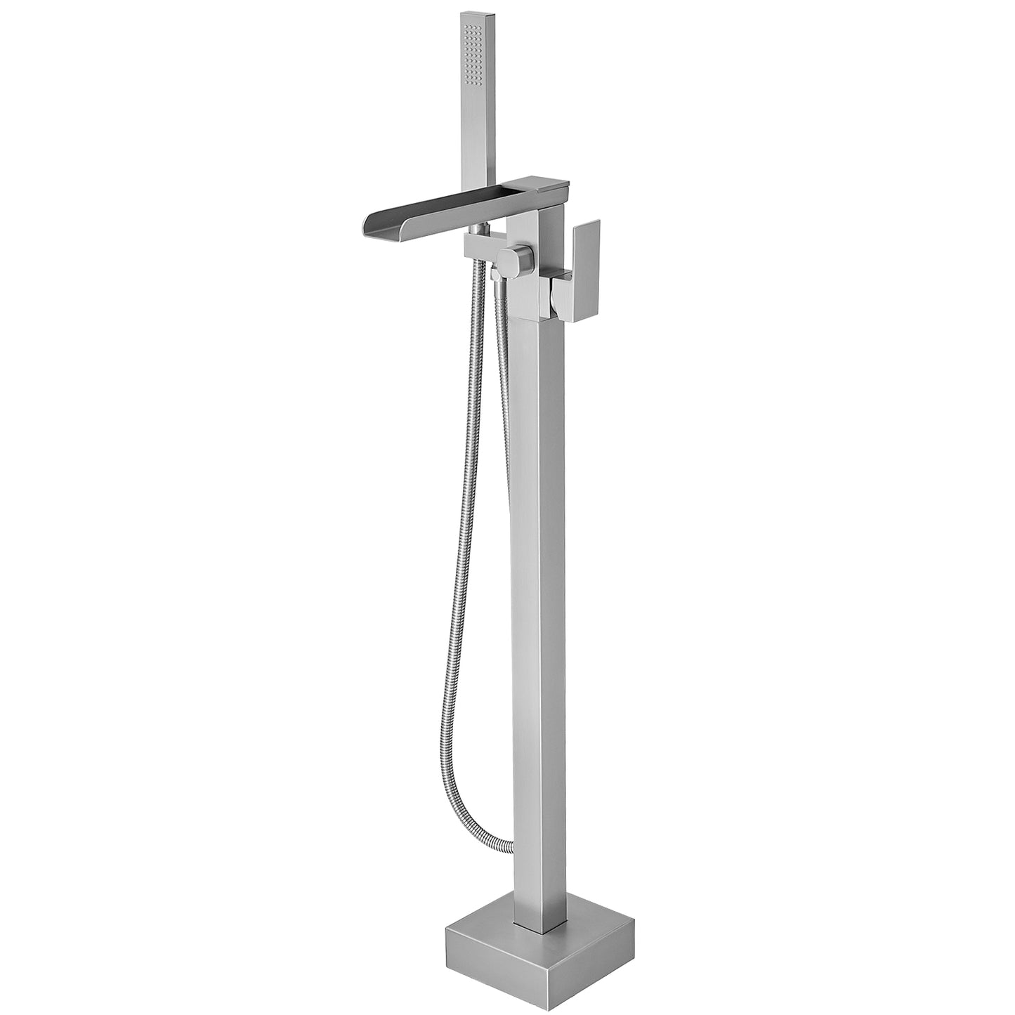 Single-Handle Freestanding Tub Faucet with Hand Shower in Brushed Nickel