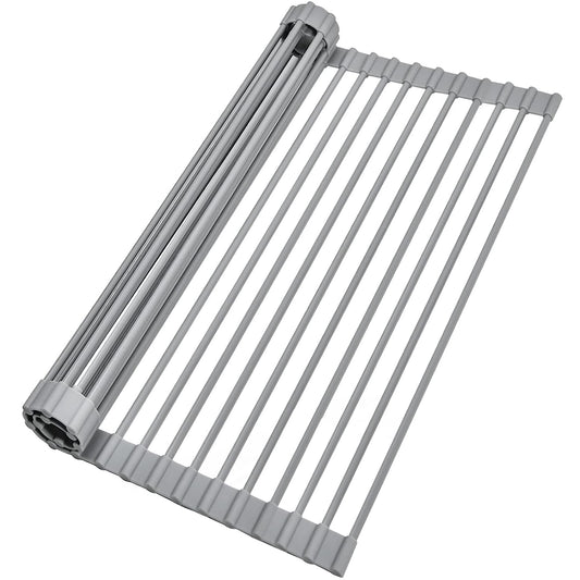 13 in. x 10 in. Roll-Up Kitchen Sink Drying Rack, Foldable Dish Rack in Gray