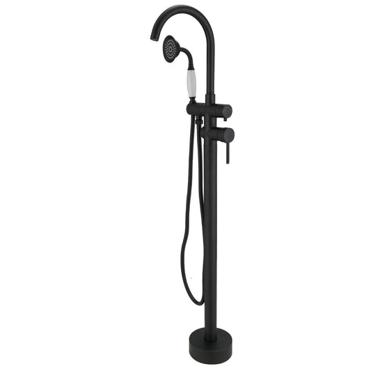 1-Handle Freestanding Tub Faucet with Hand Shower in Matte Black