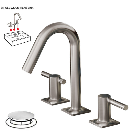 8 in. Widespread Double Handle Bathroom Faucet with Drain Kit Included and Spot Resistant in Brushed Nickel
