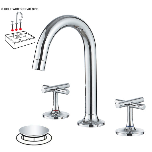 8 in. Widespread Double Handle Bathroom Faucet with Drain Kit Included and Spot Resistant in Polished Chrome