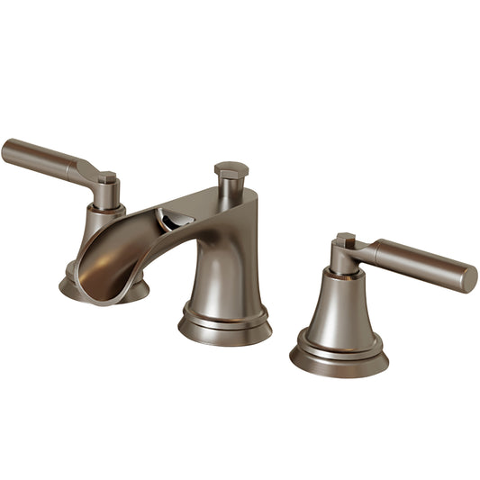 8 in. Widespread Double Handle Bathroom Faucet with Drain Kit Included and Spot Resistant in Brushed Nickel