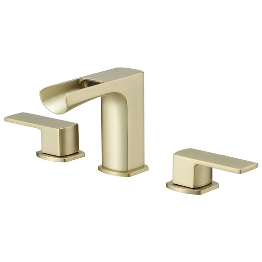 8 in. Widespread Double Handle Bathroom Faucet with Drain Kit Included in Brushed Gold