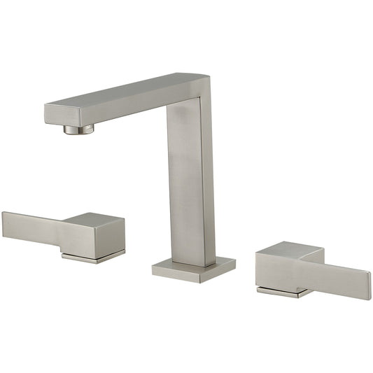8 in. Widespread Double Handle Bathroom Faucet with Drain Kit Included in Brushed Nickel