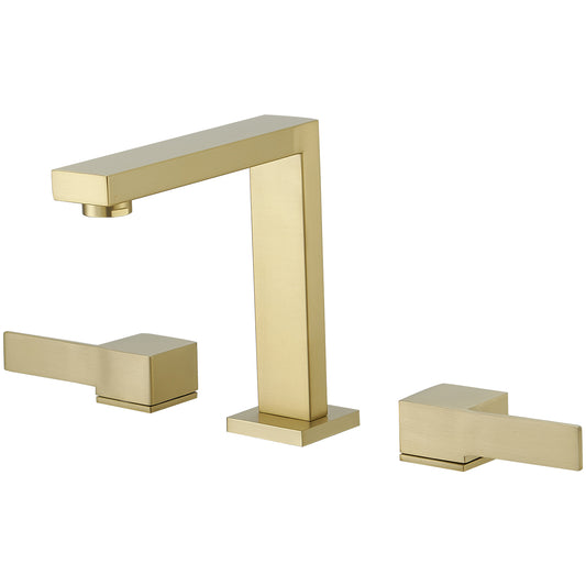 8 in. Widespread Double Handle Bathroom Faucet with Drain Kit Included in Brushed Gold