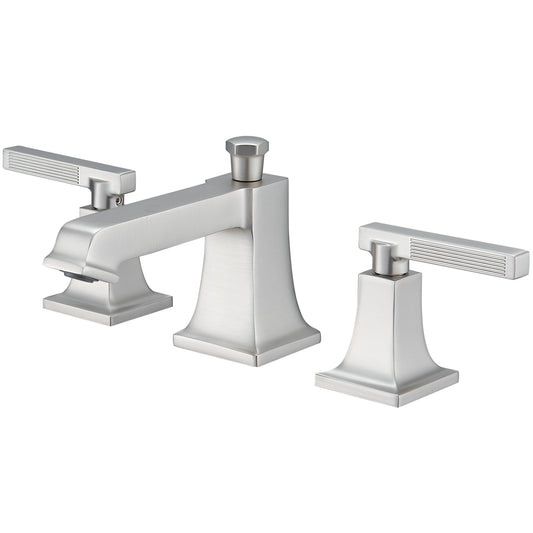 8 in. Widespread Double Handle Bathroom Faucet with Drain Kit Included in Matte Black
