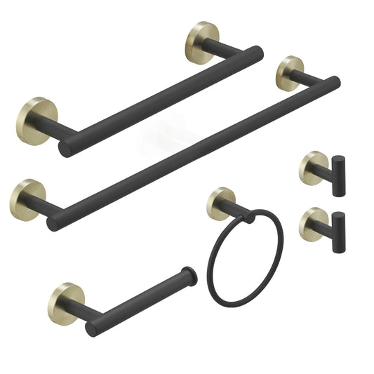 Bathroom Hardware Set 9-Piece Bath Hardware Set with Towel Bar, Towel Ring, Robe Hook, Toilet Paper Holder in Black Gold