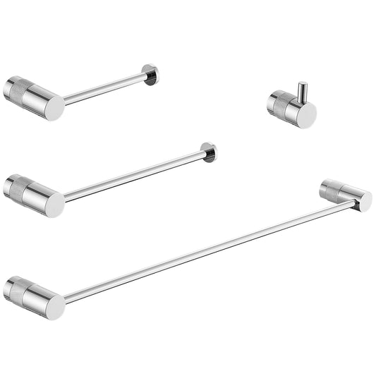 Bathroom Hardware Set 4-Piece Bath Hardware Set with Towel Bar Robe Hook, Toilet Paper Holder in Polished Chrome