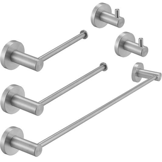 Bathroom Hardware Set 5-Piece Bath Hardware Set with Towel Bar, Robe Hook, Toilet Paper Holder in Brushed Nickel